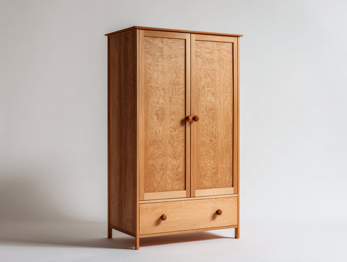 Armarios de madera 95 x 55 x 180 cm - Madera natural - 2 puertas y 1 cajón