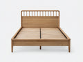 Cama doble de madera con somier de láminas 210 x 168 x 110 cm - madera natural - cabecero de barrotes y soporte central