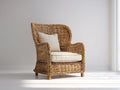 Sillones de ratán con cojines 87 x 85 x 105 cm - Natural y beige - Respaldo alto de estilo clásico
