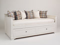 Sofás cama de madera 200x90x85 cm - color blanco - estilo clásico con 2 cajones de almacenamiento para dormitorio