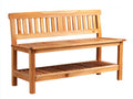 Bancos de jardín de madera con respaldo y estante inferior 145 x 50 x 95 cm - madera natural - diseño clásico