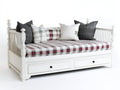Sofá cama de madera con 2 cajones 210 x 100 x 105 cm - blanco - diseño clásico con laterales de barrotes