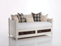 Sofás cama de madera con 2 cajones 205 x 98 x 105 cm - blanco crema y marrón oscuro - estilo clásico