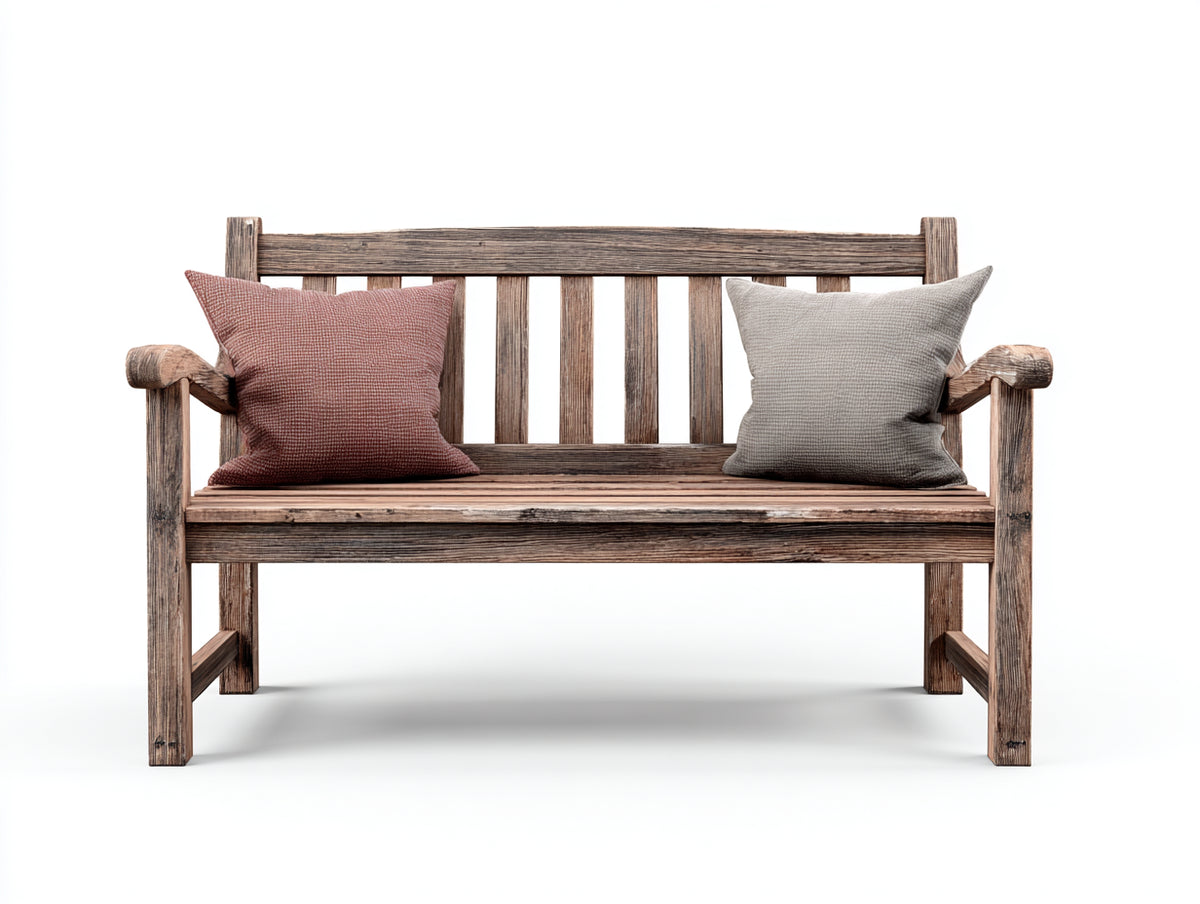 Bancos de jardín de madera con respaldo y reposabrazos 130 x 58 x 92 cm - marrón envejecido - estilo rústico