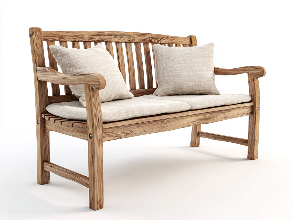 Bancos de jardín de madera 140x65x90 cm - marrón natural - diseño rústico con respaldo curvo