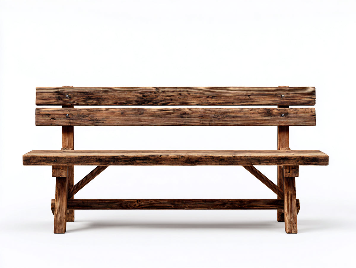 Banco de jardín de madera 160 x 58 x 90 cm - marrón oscuro - diseño rústico con respaldo de listones
