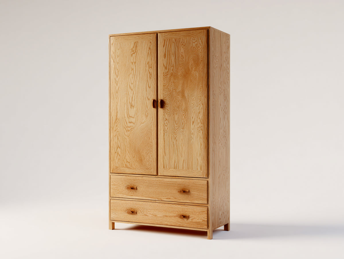 Armarios de madera 105 x 55 x 195 cm - madera natural - diseño moderno con 2 puertas y 2 cajones