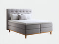 Camas dobles tapizadas en tela 215 x 170 x 120 cm - gris claro - cabecero capitoné y base elevada