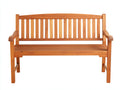 Banco de jardín de madera 135 x 60 x 92 cm - madera natural - respaldo de listones y reposabrazos curvos