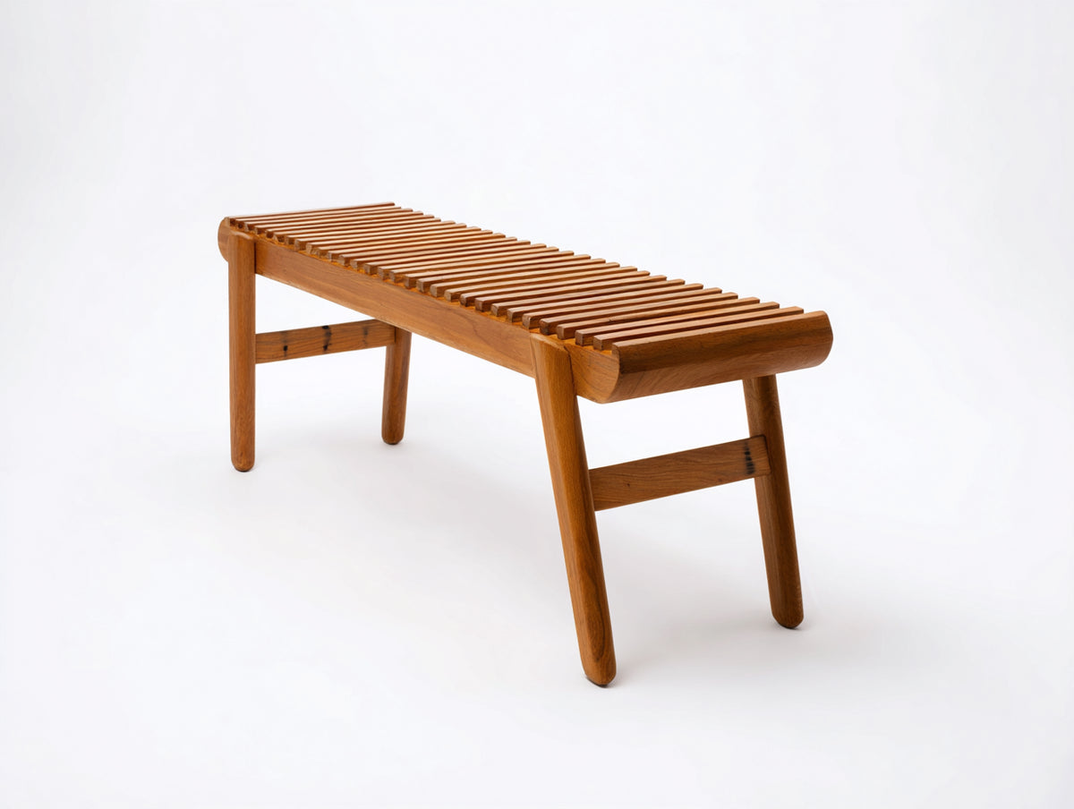 Bancos de jardín de madera 120x40x45 cm - color madera natural - diseño minimalista con asiento de lamas para exterior