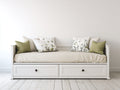Sofás cama de madera 210 x 95 x 88 cm - Blanco - 2 cajones y diseño clásico