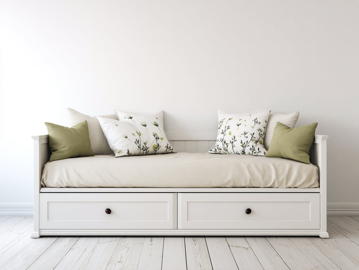 Sofás cama de madera 210 x 95 x 88 cm - Blanco - 2 cajones y diseño clásico