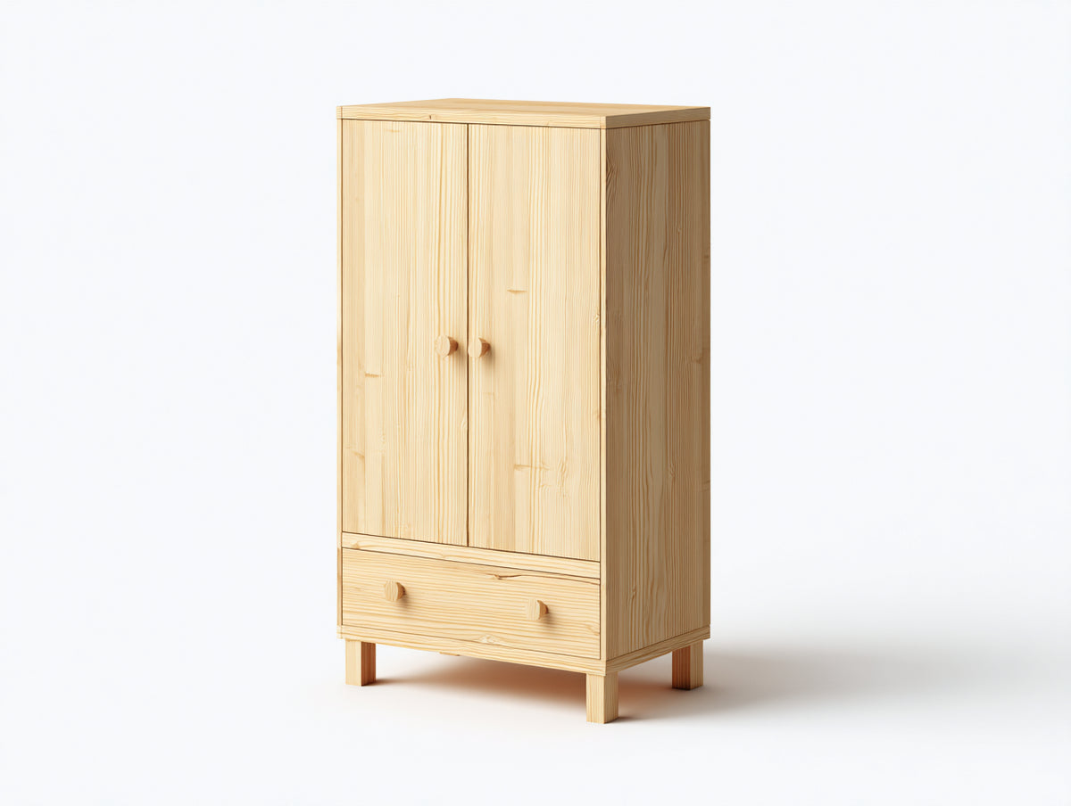 Armarios de madera 80 x 50 x 165 cm - Madera natural - 2 puertas y 1 cajón