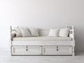 Sofás cama de madera con 2 cajones 210 x 100 x 108 cm - blanco envejecido - estilo rústico