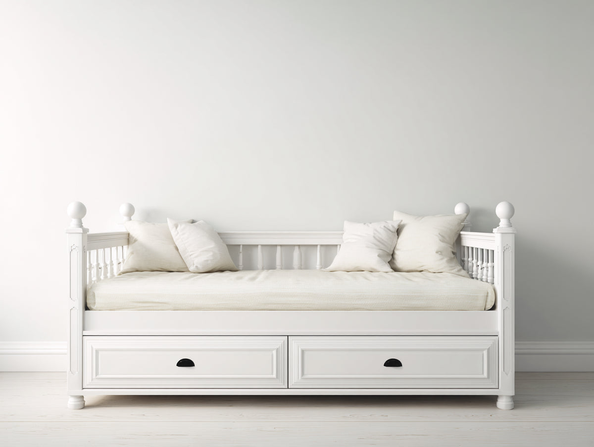 Sofás cama de madera 200x95x105 cm - blanco - diseño clásico con 2 cajones