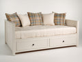 Sofá cama de madera con 2 cajones 210 x 100 x 88 cm - blanco - diseño clásico con laterales panelados