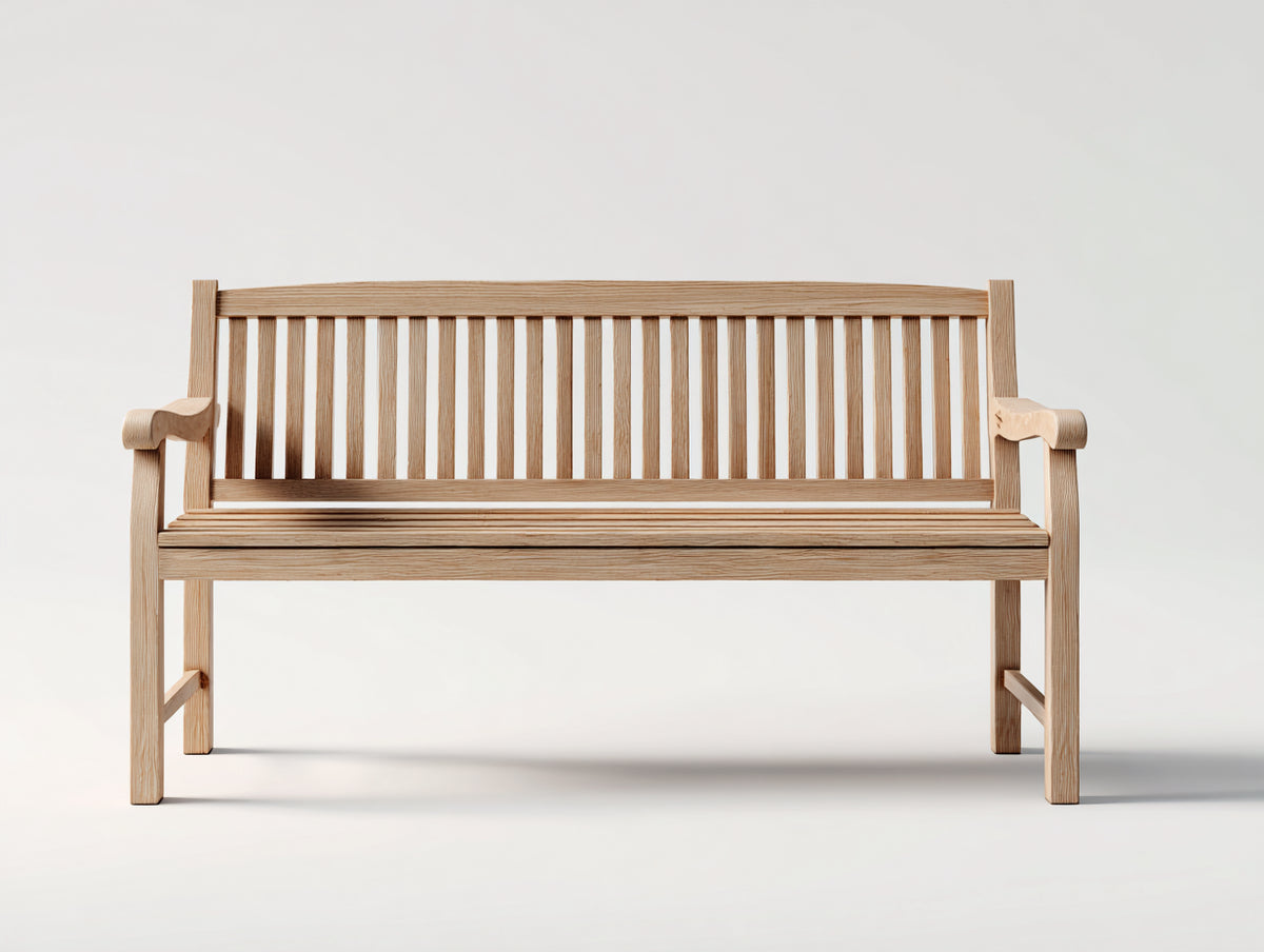 Bancos de jardín de madera 150 x 60 x 90 cm - Madera natural - Respaldo de listones y 3 plazas