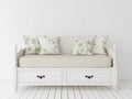 Sofás cama de madera con 2 cajones 205 x 98 x 102 cm - blanco roto - estilo clásico