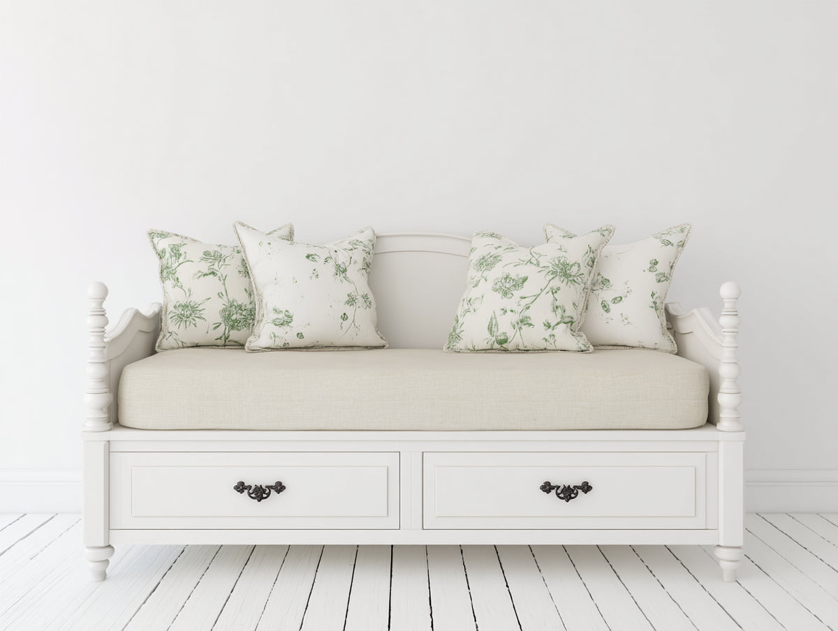 Sofás cama de madera con 2 cajones 205 x 98 x 102 cm - blanco roto - estilo clásico