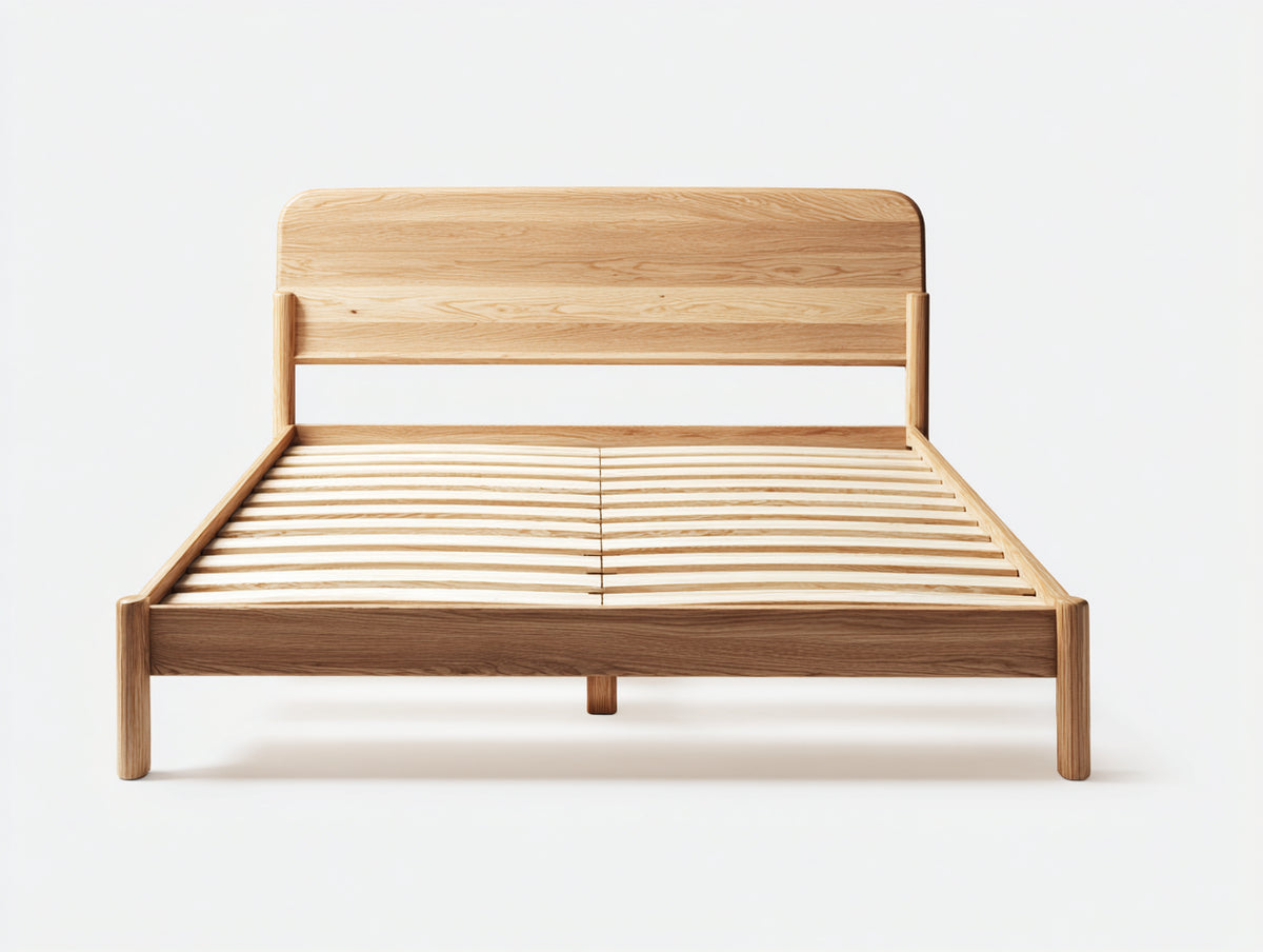 Camas dobles de madera 205 x 165 x 105 cm - madera natural - diseño moderno con somier de lamas