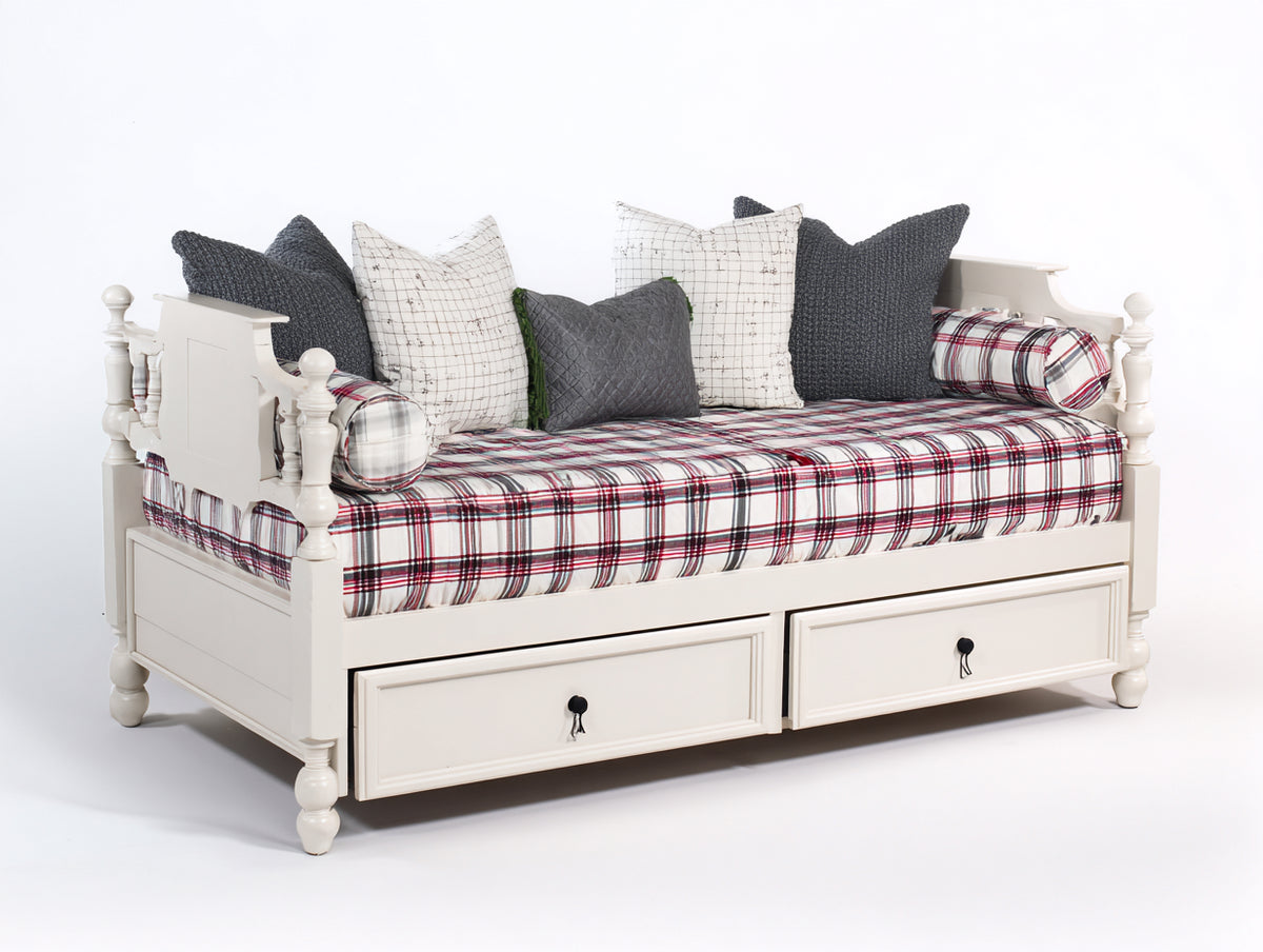 Sofás cama de madera 215 x 98 x 100 cm - blanco roto - diseño clásico con 2 cajones