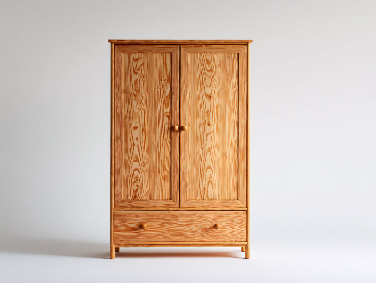 Armarios de madera 110 x 55 x 190 cm - madera natural - diseño clásico con 2 puertas y 1 cajón