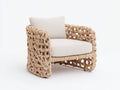 Sillón de ratán trenzado 86 x 80 x 78 cm - natural y beige claro - diseño abierto envolvente con reposabrazos