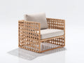 Sillones de ratán 78x76x82 cm - marrón claro y beige - tejido abierto de diseño moderno
